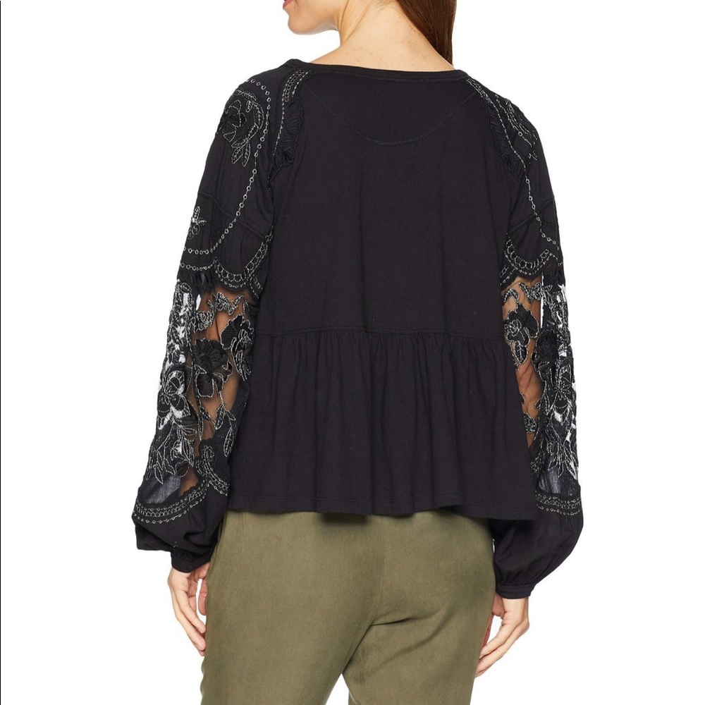 Free People metallic sleeve peplum top - Picture 2 of 10